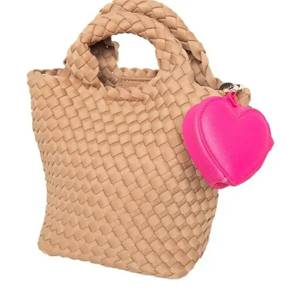 Hot Pink Heart Coin Purse & Bag Charm Keychain - Picture 3 of 4